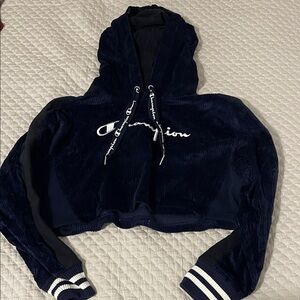 Champion Dark Blue Velour Hoodie